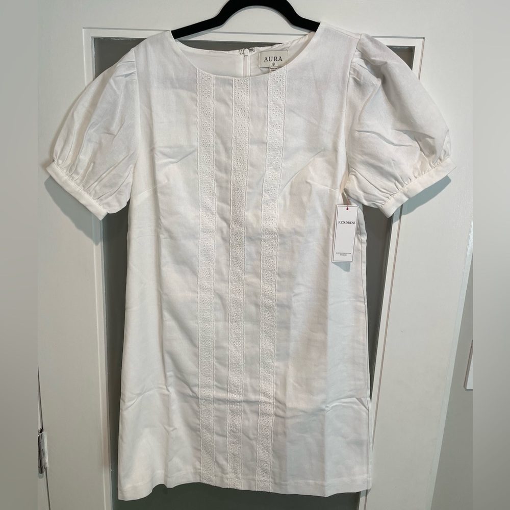 White short linen cotton blend day dress!